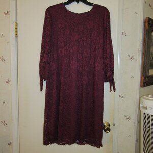 Mid Length Maroon/Dark Red, Lace Dress, Size 14, Ronni Nicole brand